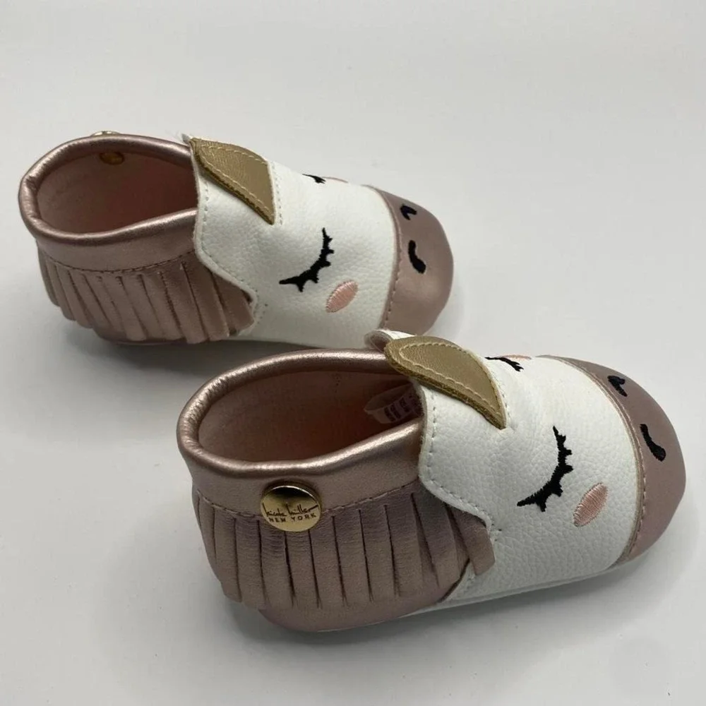 Freshly Picked Baby Unicorn Moccasins Pink White Soft Sole Size 4 Infant